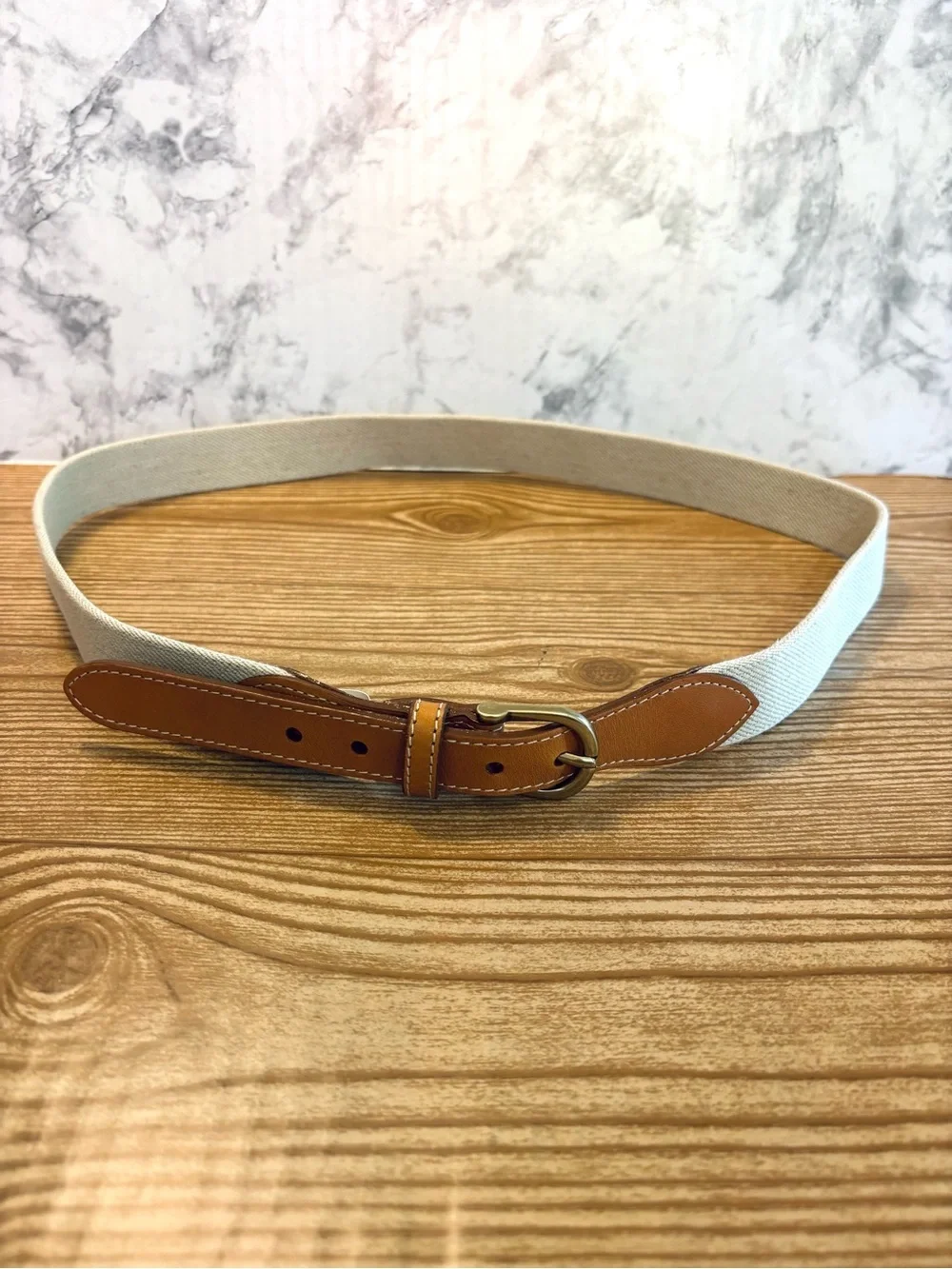 Vintage L.L. Bean Men’s Surcingle Leather Belt Classic Woven USA Made Mens L-XL